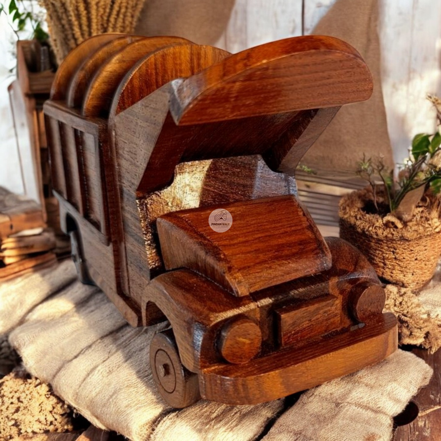 Miniature Hand carved ,Wooden Truck