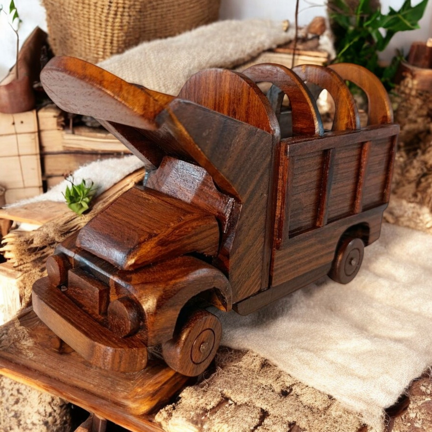 Miniature Hand carved ,Wooden Truck