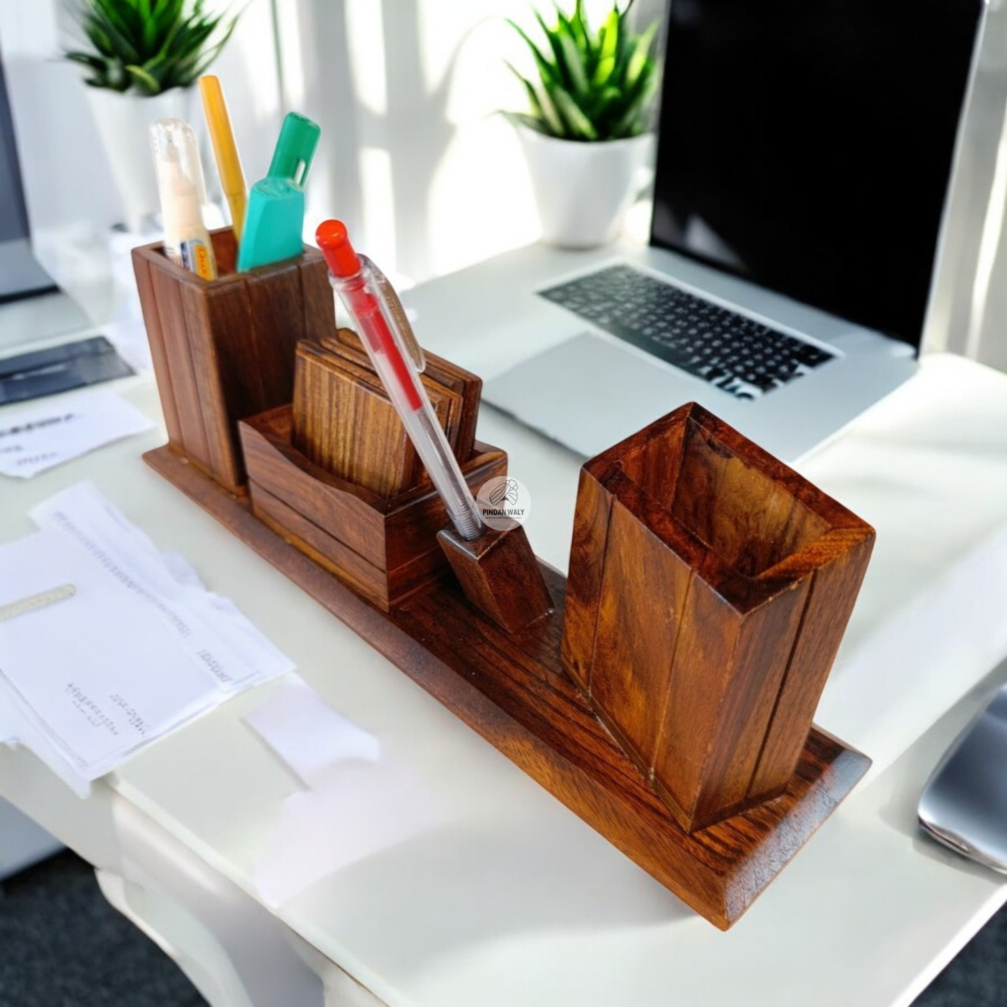 Wooden Office Desk Organizer Set