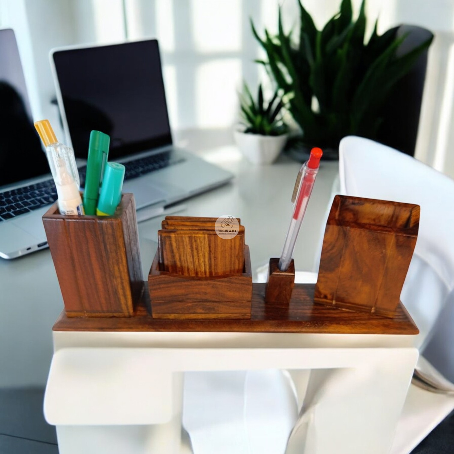 Wooden Office Desk Organizer Set