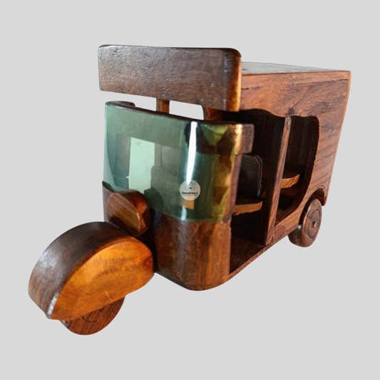 Miniature Hand carved ,Wooden Rikshaw