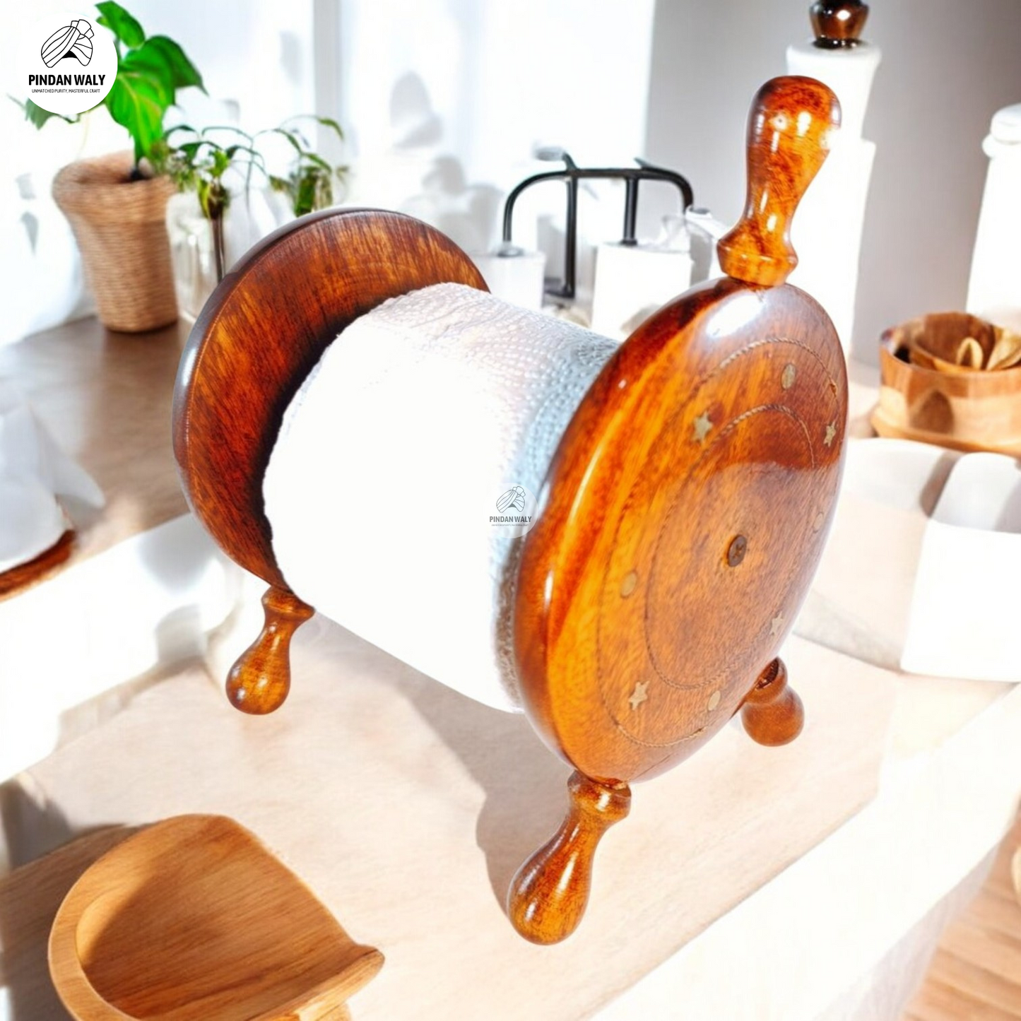 Wooden Tissue Roll Stand - Elegant Duck Style