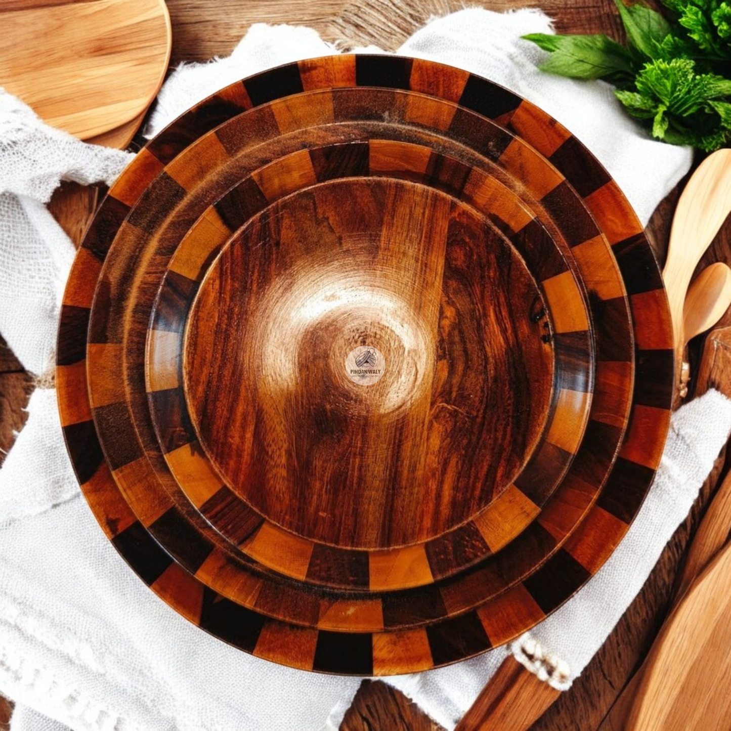 Wooden Plates Set (Set of 3)