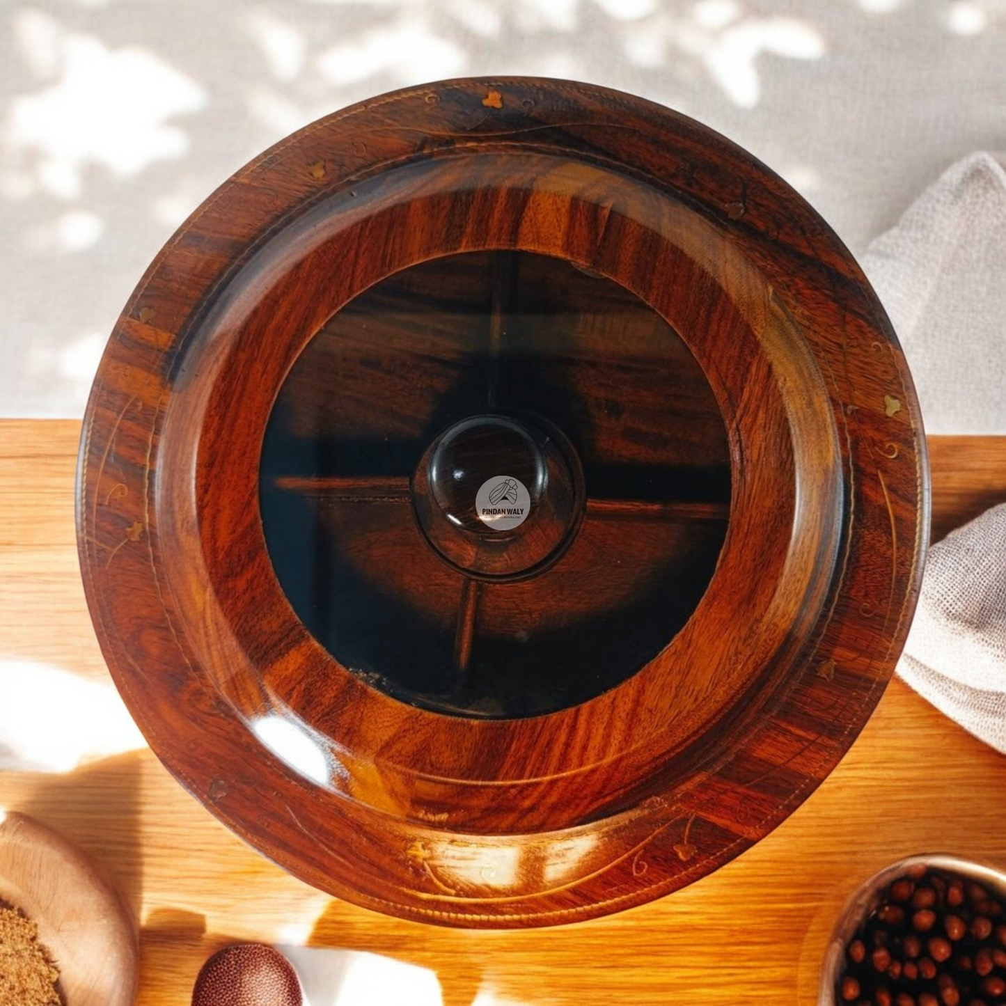 Dry Fruit Container with Brass Inlay Work