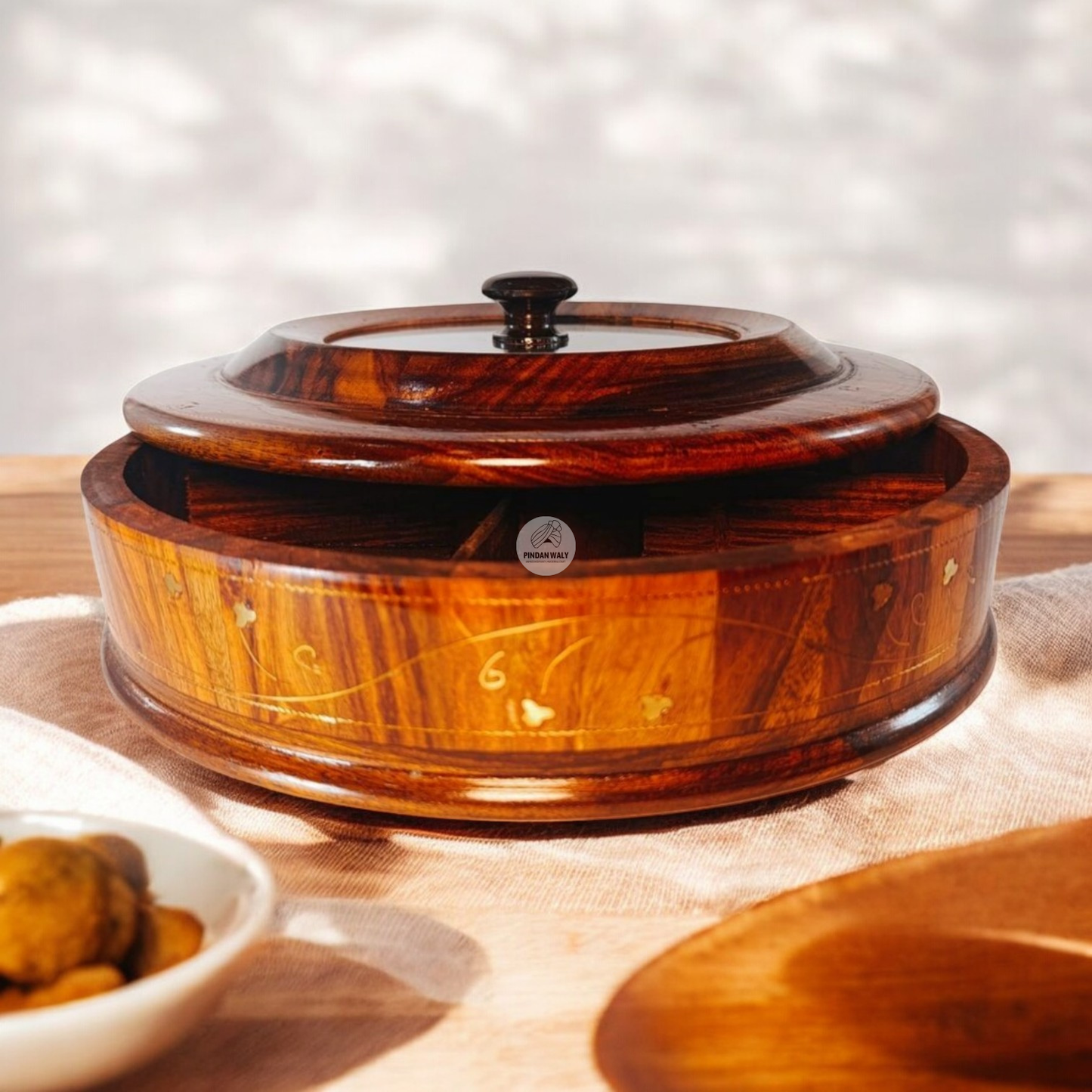 Dry Fruit Container with Brass Inlay Work