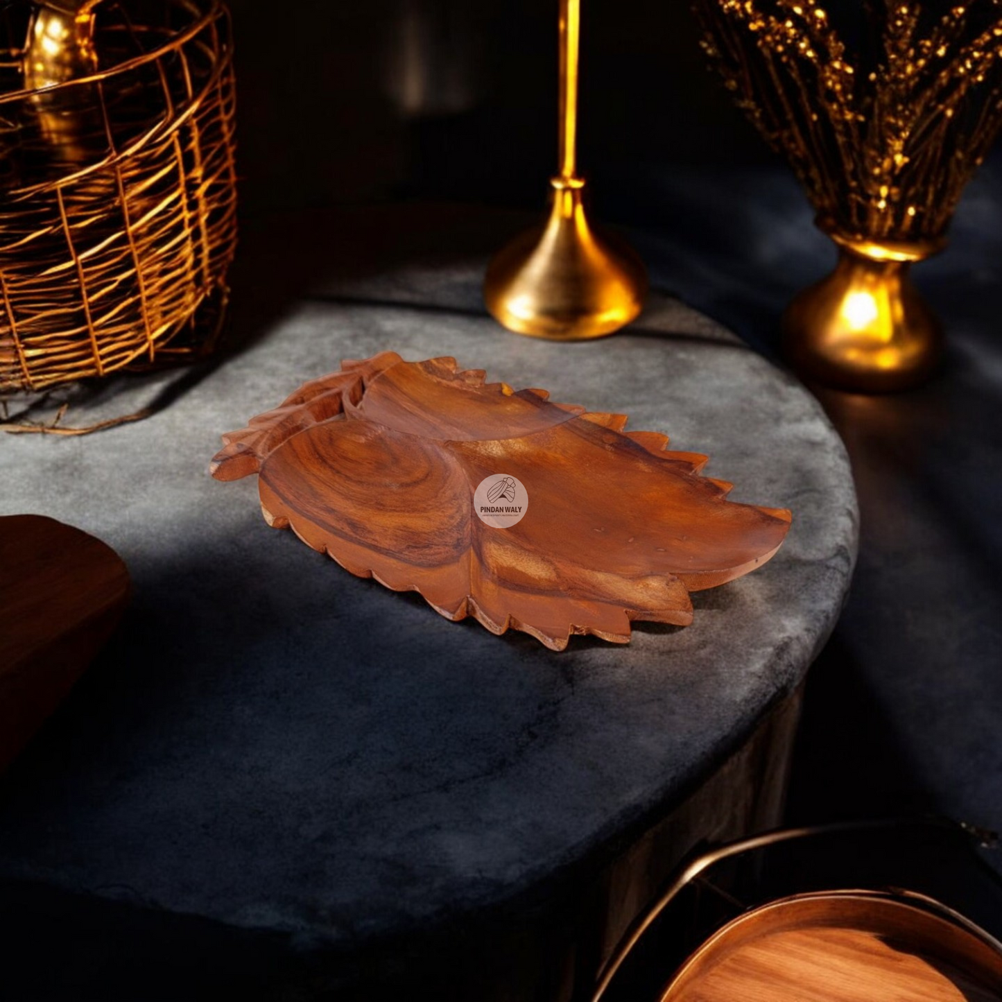 Wooden Leaf-Shaped Tray